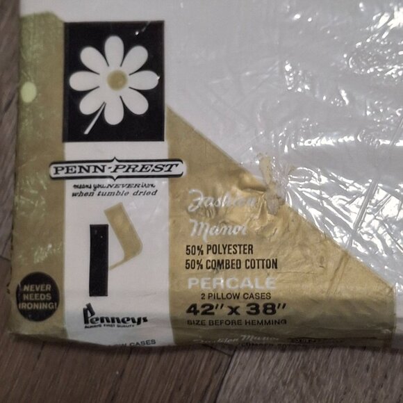 Vintage Fashion Manor Penn-Prest Pillowcases Set 42"x38" Floral Cartoon Faces - Picture 2 of 8